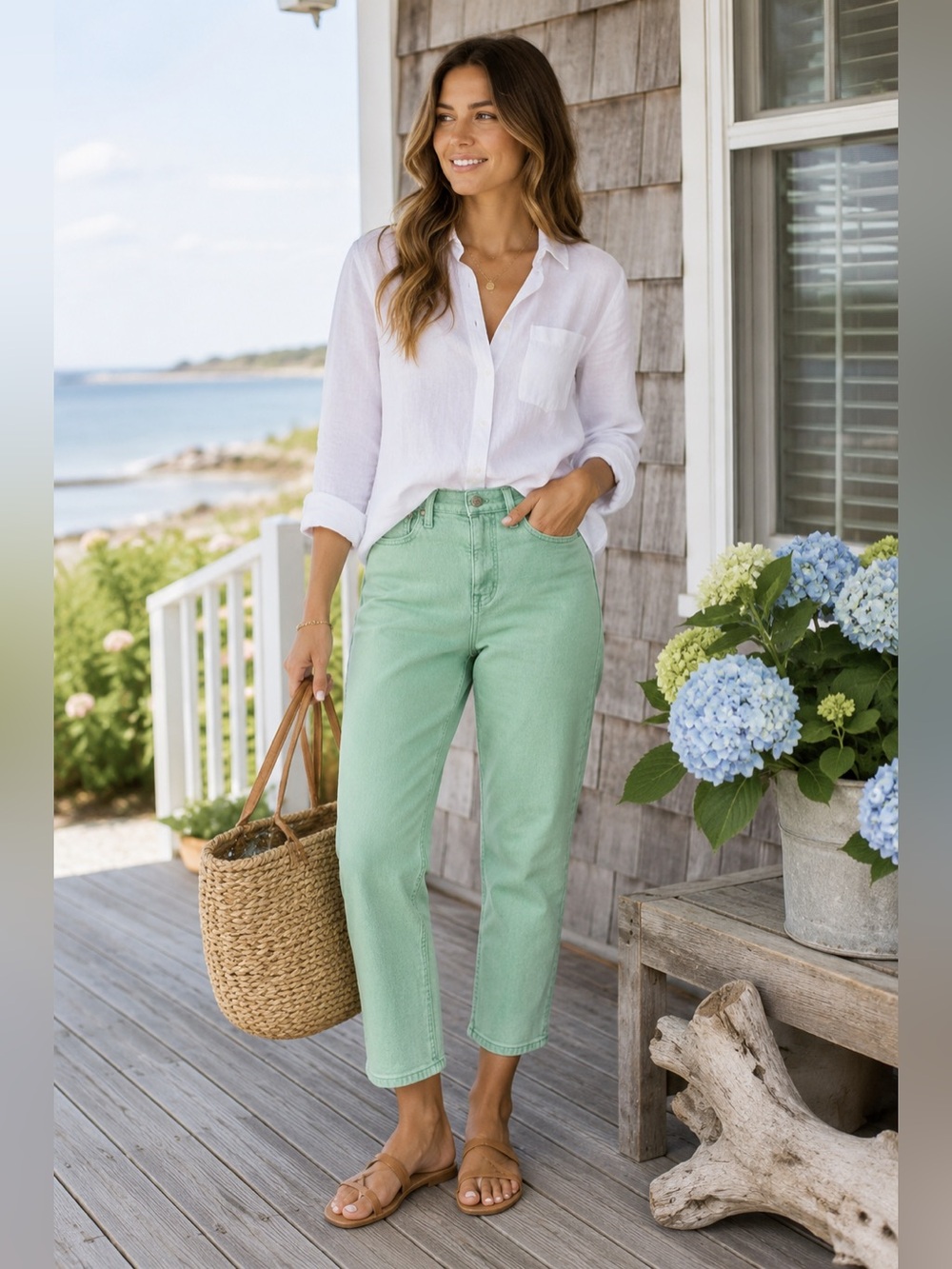 J.Crew Essential Straight Garment Dyed Jeans Mint Green NWT 27P